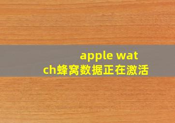 apple watch蜂窝数据正在激活